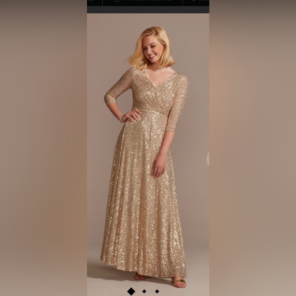 Oleg Cassini Allover Sequin A-line Gown Size  12